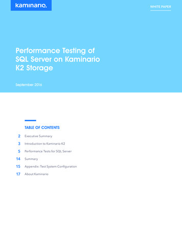 Performance Testing Of SQL Server On Kaminario K2 Storage