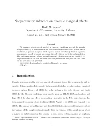 Nonparametric Inference On Quantile Marginal E Ects