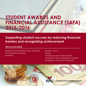 STUDENT AWARDS AND FINANCIAL ASSISTANCE (SAFA) 