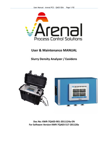 User & Maintenance MANUAL - Arenal PCS