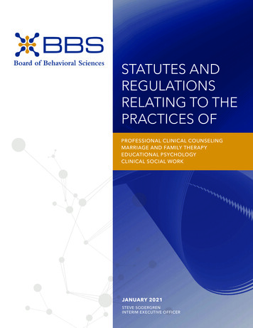 STATUTES AND REGULATIONS RELATING TO THE 