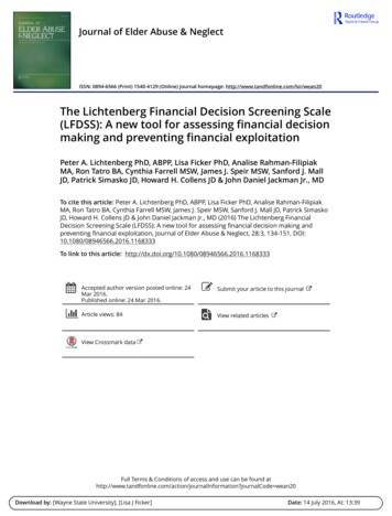 Making And Preventing Financial Exploitation (LFDSS): A .