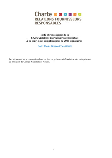 Liste Chronologique De La Charte Relations Fournisseurs .