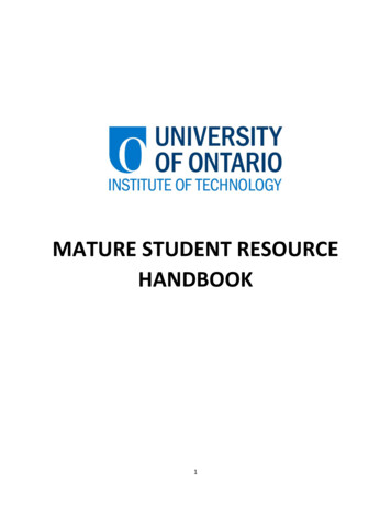 MATURE STUDENT RESOURCE HANDBOOK