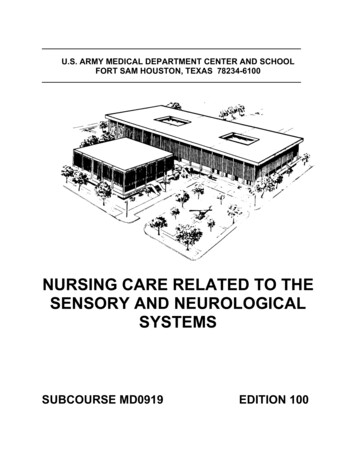 NURSING CARE RELATED TO THE SENSORY AND 