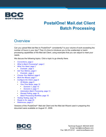 PostalOne! Mail.dat Client Batch Processing