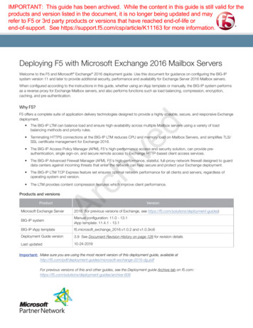 Deploying F5 With Microsoft Exchange 2016 Mailbox Servers