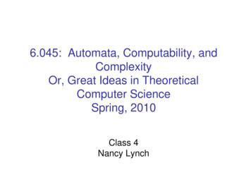6.045: Automata, Computability, And Complexity Or, Great .