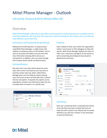 Mitel Phone Manager - Outlook