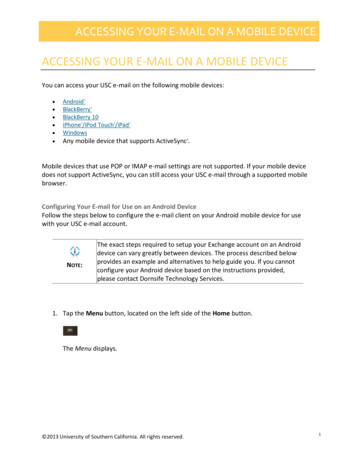 ACCESSING YOUR E-MAIL ON A MOBILE DEVICE