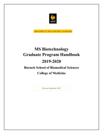 MS Biotechnology Graduate Program Handbook 2019-2020