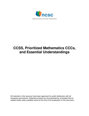 CCSS, Prioritized Mathematics CCCs, And Essential .
