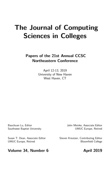 The Journal Of Computing Sciences In Colleges