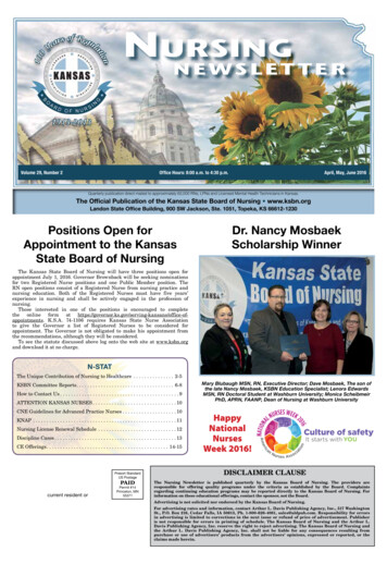 Positions Open For Dr. Nancy . - Kansas Nursing Board