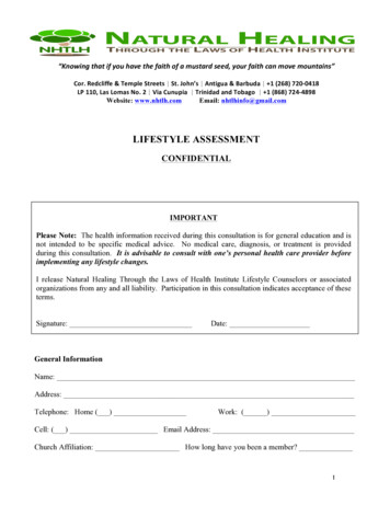 NHTLHI Lifestyle Assessment Form