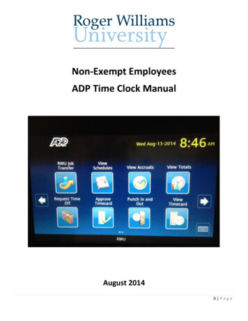 Non-Exempt Employees ADP Time Clock Manual