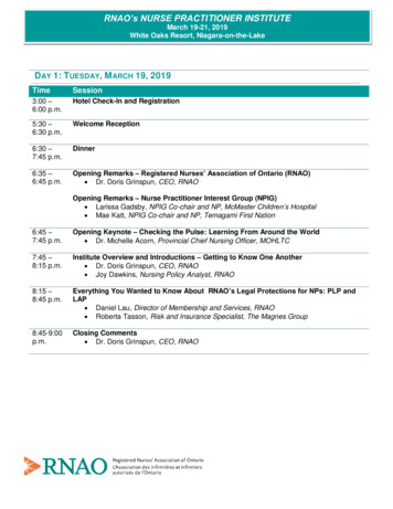 DAY 1: TUESDAY MARCH 19, 2019 - RNAO