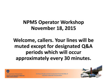 NPMS Operator Workshop Presentation