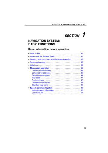 NAVIGATION SYSTEM: BASIC FUNCTIONS SECTION 1