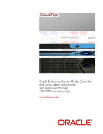 Oracle Enterprise Session Border Controller And Cisco .