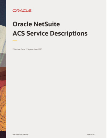 Oracle NetSuite ACS Service Descriptions