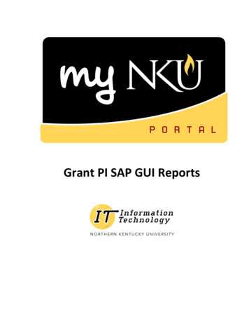Grant PI SAP GUI Reports - Northern Kentucky University