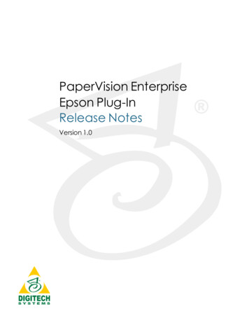 PaperVision Enterprise Epson Plug-In Release Notes