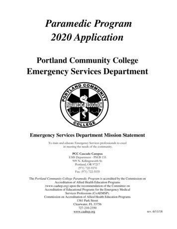 Paramedic Program 2020 Application - PCC