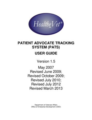 PATIENT ADVOCATE TRACKING SYSTEM (PATS) USER GUIDE