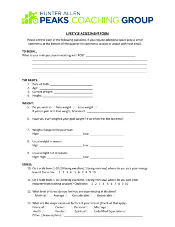 LIFESTYLE ASSESSMENT FORM