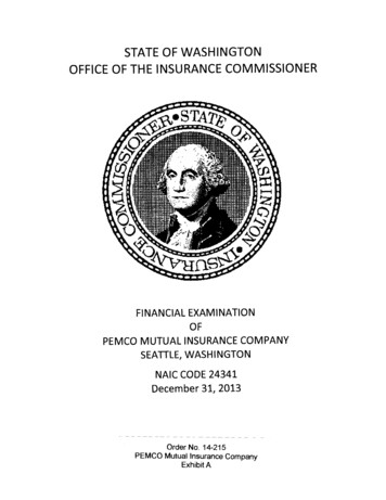 STATE OF WASHINGTON OFFICE OF THE INSURANCE 