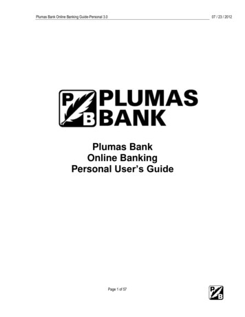 Plumas Bank Online Banking Personal User’s Guide
