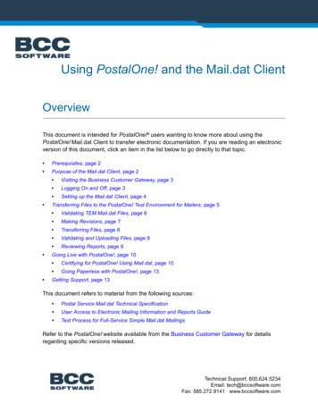 Using PostalOne! And The Mail.dat Client