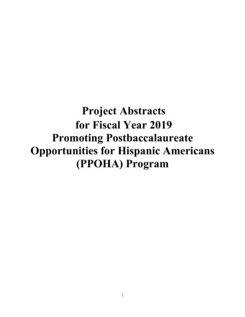 Project Abstracts For Fiscal Year 2019 Promoting .