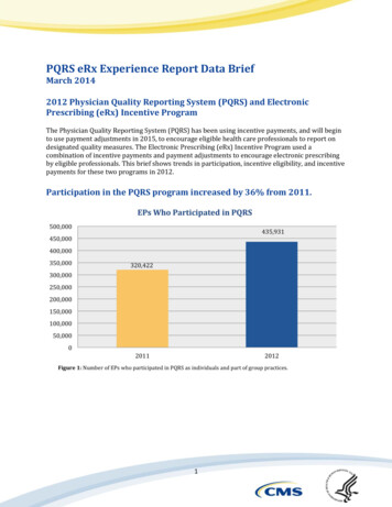 PQRS ERx Experience Report Data Brief (March 2014)