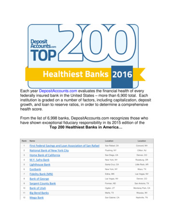 Top 200 Healthiest Banks In America - Hanover Bank