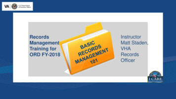 Basic Records Management 101 - Veterans Affairs
