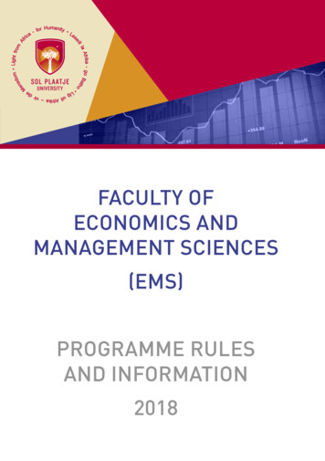 FACULTY OF ECONOMICS AND MANAGEMENT SCIENCES 