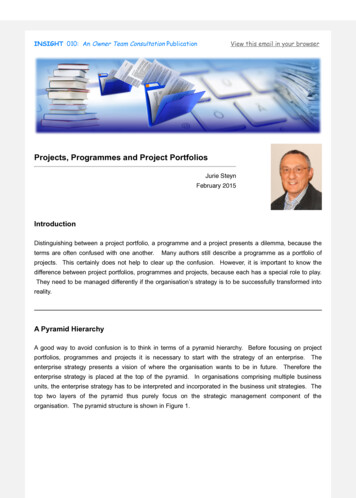 Projects, Programmes And Project Portfolios