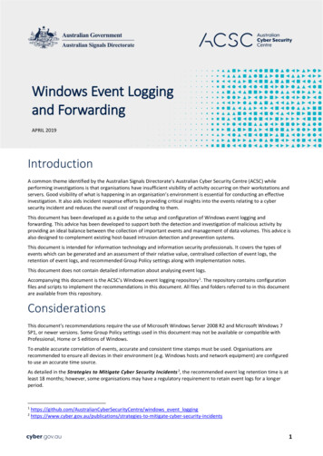 Windows Event Logging And Forwarding