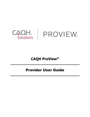 CAQH ProView Provider User Guide