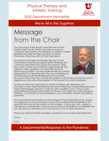 From The Chair Message - College Of Health College Of Health