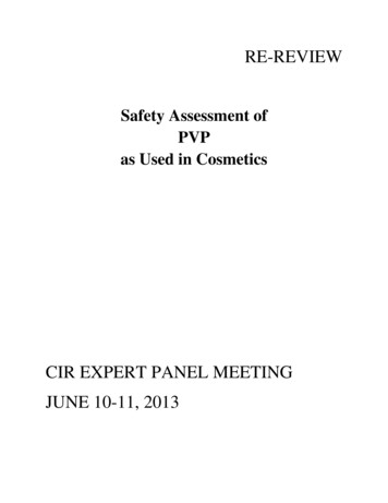 Safety Assessment Of PVP As Used In Cosmetics