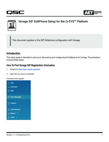 Vonage SIP SoftPhone Setup For The Q-SYS TM Platform