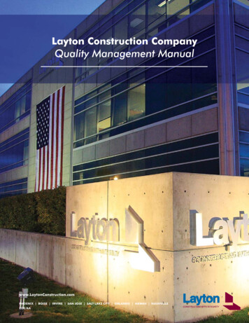 Layton Construction Company Quality Management Manual