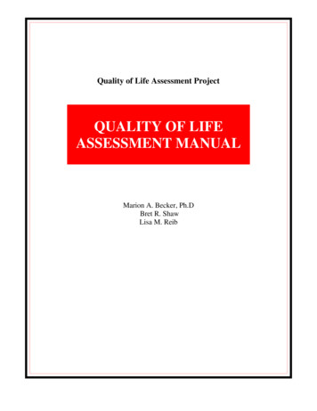 QUALITY OF LIFE ASSESSMENT MANUAL