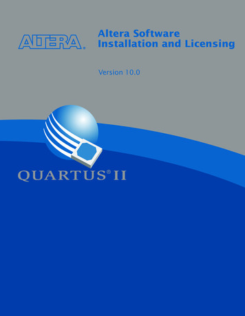Altera Software Installation And Licensing