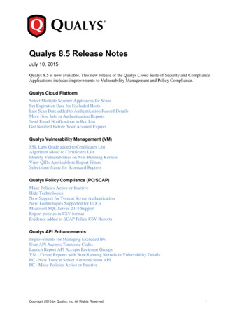 QualysGuard(R) Release Notes