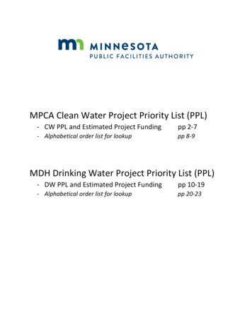 MPCA Clean Water Project Priority List (PPL)