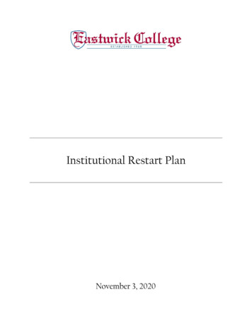 Institutional Restart Plan - Eastwick College